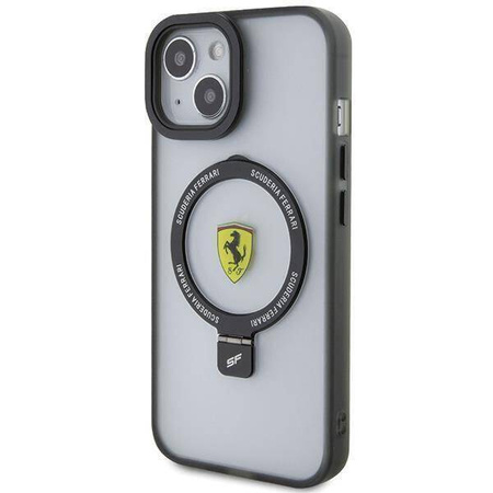 Ferrari FEHMP15SUSCAH iPhone 15 6,1&quot; transparentes Hardcase Ring Stand 2023 Collection MagSafe