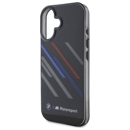 Original Handyhülle IPHONE 16 PLUS BMW Hardcase Motosport IML Random Stripes (BMHCP16M23HTRAK) schwarz
