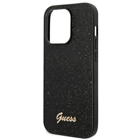 Guess Glitter Flakes Metal Logo Case – Etui iPhone 14 Pro (czarny)