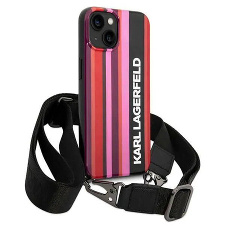 Karl Lagerfeld KLHCP14SSTSTP iPhone 14 6.1 &quot;hardcase pink / pink Color Stripes Strap