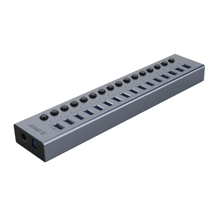 HUB 16-portowy z włącznikiem USB-A 3.0 - szary