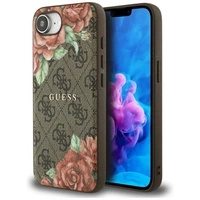 Guess 4G Flowers Print MagSafe Hülle für iPhone 16e - braun