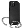 Oryginalne Etui IPHONE 13 Karl Lagerfeld Hardcase Leather Textured And Chain (KLHCP13MPMK) czarne