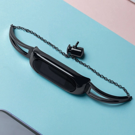 Metal bracelet for Xiaomi Mi Band 3 / 4 / 5 / 6 band strap - black