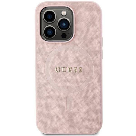 Guess GUHMP13LPSAHMCP case for iPhone 13 Pro / 13 - pink Saffiano MagSafe