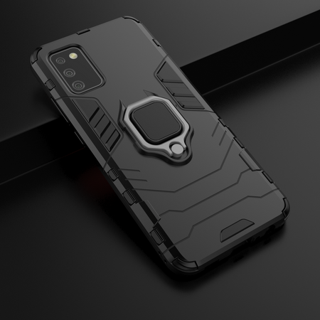 Ring Armor Tough Hybrid Case Cover + Magnethalterung für Samsung Galaxy A03s (166,5) schwarz