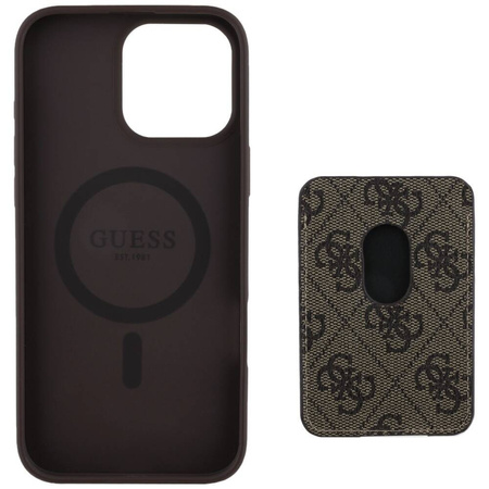 Original Case IPHONE 16 PRO MAX Guess 4G Stripes with Magsafe Wallet brown