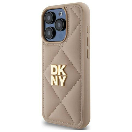 Original Case IPHONE 15 PRO DKNY Quilted Stack Logo (DKHCP15LPQDSLE) beige