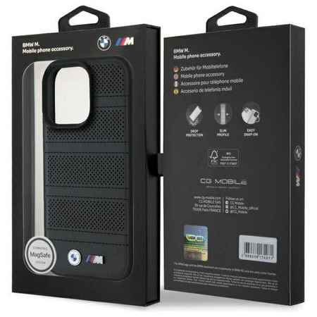 Original Handyhülle IPHONE 16 PRO MAX BMW Hardcase M Perforated & Stitched Line MagSafe (BMHMP16X23PUSPK) schwarz