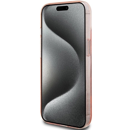 Etui Hello Kitty Ring Stand Glitter Electrop Logo MagSafe na iPhone 15 Pro Max - różowe