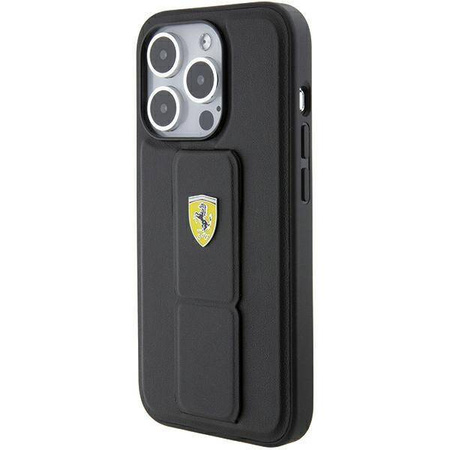 Ferrari nakładka do iPhone 15 Pro Max 6,7" FEHCP15XGSPSIK czarna HC GRIP STAND PU