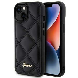 Guess nakładka do iPhone 15 6,1" GUHCP15SPSQSQSK czarna HC PU Quilted Metal Logo