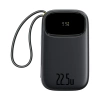 Baseus EnerFill FC31 20000 mAh 22,5 W Powerbank mit Digitalanzeige und 2 integrierten Kabeln (USB-C + Lightning) - Schwarz