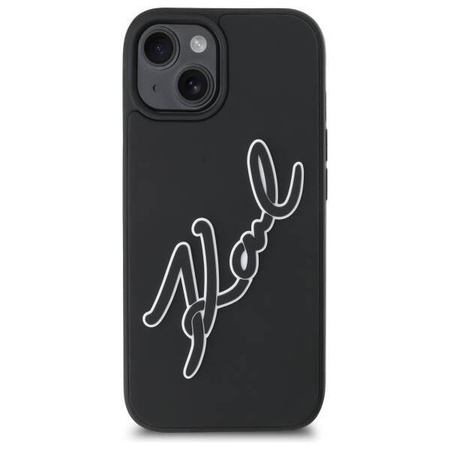Etui Karl Lagerfeld 3D Rubber Signature na iPhone 15 - czarne