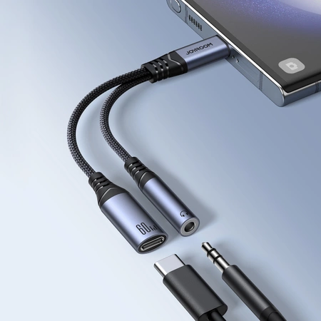 Joyroom SY-C02 2in1 DAC-Adapter USB-C auf USB-C / 3,5-mm-Miniklinke – Schwarz