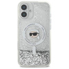 Original Handyhülle IPHONE 16 PLUS Karl Lagerfeld Hardcase Liquid Glitter Karl Head MagSafe (KLHMP16MLGKISGH) transparent