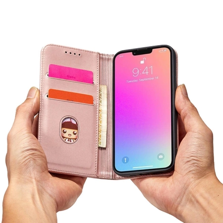 Magnet Card Case Hülle für iPhone 14 Plus Flip Cover Wallet Stand Pink