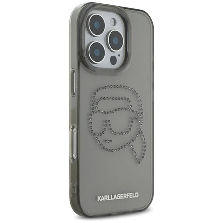 Oryginalne Etui IPHONE 16 PRO Karl Lagerfeld Hardcase IML Rhinestones Karl Head czarne
