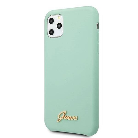 Etui Guess GUHCN65LSLMGGR iPhone 11 Pro Max zielony/green hard case Silicone Vintage Gold Logo