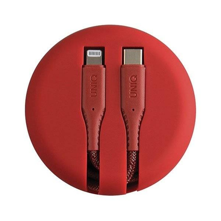 UNIQ kabel MFI Halo USB-C-Lightning 18W nylonowy zwijany 1,2m czerwony/carmine red