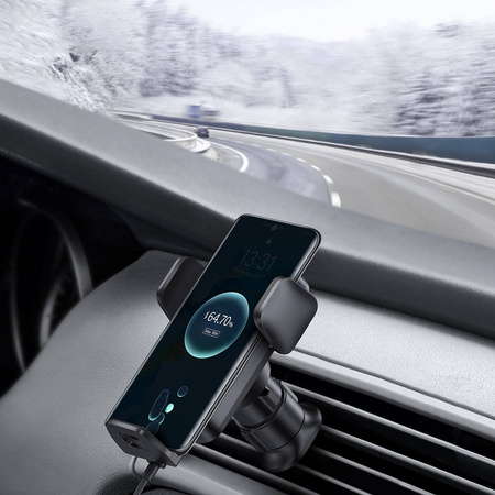 Baseus Wisdom Induktionsladegerät Autotelefonhalter für Haftnotizen schwarz (CGZX000001)