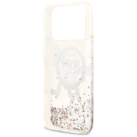 Karl Lagerfeld Liquid Glitter Choupette Logo MagSafe Case für iPhone 17 Pro Max – Transparent