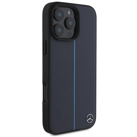 Mercedes nakładka do iPhone 16 Pro Max 6,9" MEHMP16X23RURBV Hardcase MB Blue Line Leather MagSafe granatowa
