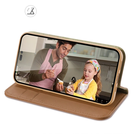 Dux Ducis Hivo Leather Flip Cover Genuine Leather Wallet for Cards and Documents iPhone 14 Pro Max Brown