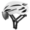 Rockbros Fahrradhelm mit Visier, abnehmbarer UV-Schutzbrille, Unisex, matt - weiß
