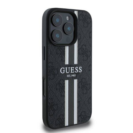 GUESS futerał do IPHONE 16 Pro Max kompatybilny z MagSafe GUHMP16XP4RPSK (4G Pronted Stripes) czarny