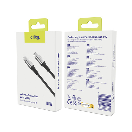 Allity kabel AUC-01 USB-C - USB-C 1,0 m 100W czarny