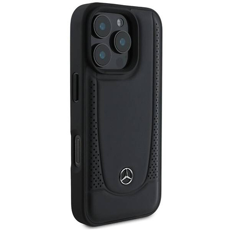 Mercedes nakładka do iPhone 16 Pro 6,3" MEHCP16LARMBK Hardcase Leather Urban czarna