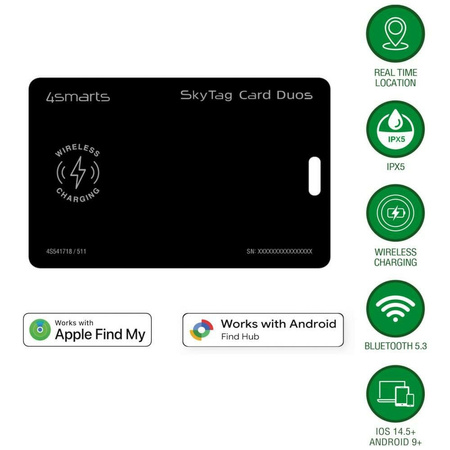 Lokalizator 4smarts SkyTag Card Duos     ReCharge czarny