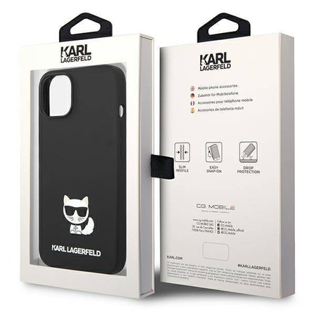 Original Handyhülle IPHONE 14 PLUS Karl Lagerfeld Hardcase Silicone Choupette Body (KLHCP14MSLCTBK) schwarz