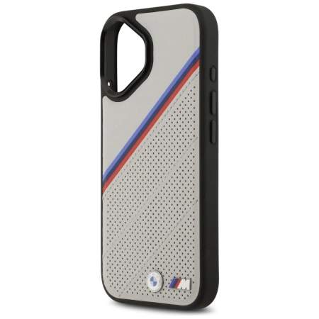 Etui BMW M Tricolor Metal Logo MagSafe do iPhone 17 - szare