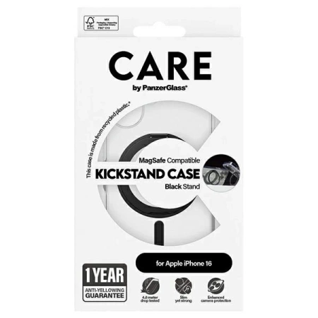 Etui CARE by PanzerGlass Feature Kickstand Case z MagSafe na iPhone 16 - czarne