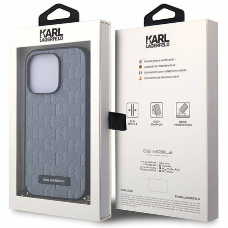 Karl Lagerfeld KLHCP14LSACKLHPG iPhone 14 Pro 6,1&quot; Silber/Silber Hardcase Saffiano Monogram Chain