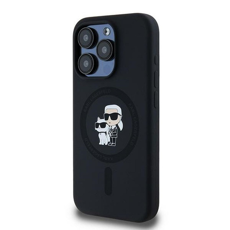 Oryginalne Etui KARL LAGERFELD hardcase Silicone Karl & Choupette MagSafe KLHMP15LSCMKCRHK do Iphone 15 Pro Czarny