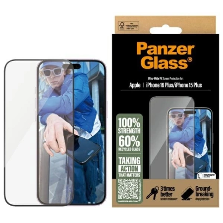 PanzerGlass Displayschutzfolie iPhone 16 Plus 6,7" Ultra-Wide Fit 2863