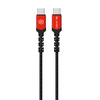 Blavec Kabel Raptor pleciony - Typ C na Typ C - PD 60W 3A 0,25 metra (CRA-CC3BR025) czarno-czerwony