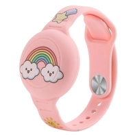 AirTag Schutzhülle, Silikonarmband für Kinder – Rosa mit Regenbogen