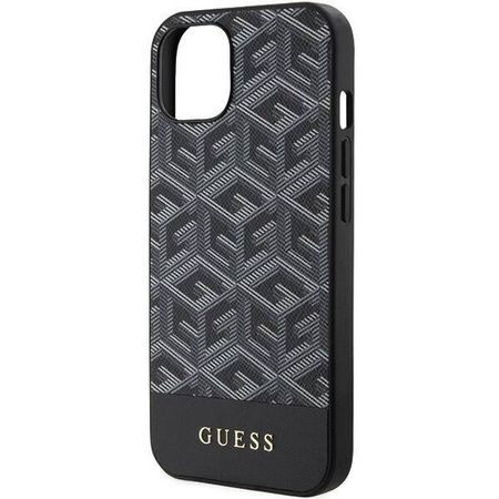 Original Handyhülle IPHONE 13 / 14 / 15 Guess Hardcase IML 4G MagSafe (GUHMP15SHGCFSEK) schwarz
