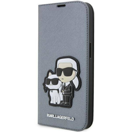 Karl Lagerfeld KLBKP14XSANKCPG iPhone 14 Pro Max 6,7&quot; Bücherregal Silber/Silber Saffiano Karl &amp; Choupette