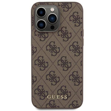 Guess 4G Metal Gold Logo Hülle für iPhone 15 Pro Max – braun