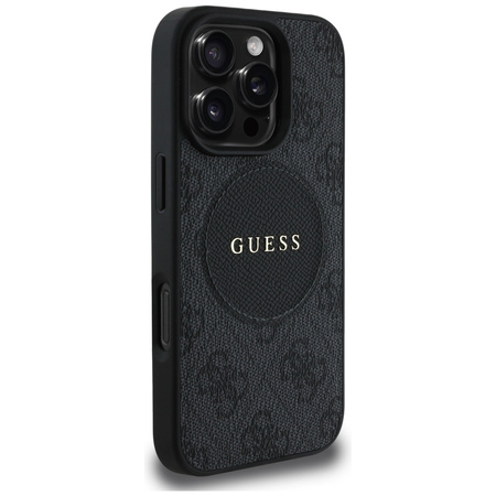 Oryginalne Etui IPHONE 16 PRO Guess 4G Circle Classic Logo MagSafe czarne