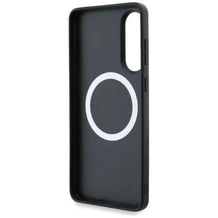 BMW Leather Oversized Stripes MagSafe Hülle für Samsung Galaxy S25 Edge - Schwarz