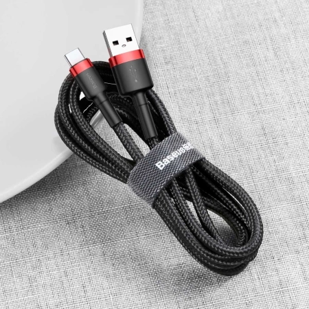 Baseus Cafule Cable - Kabel do ładowania i transmisji danych USB do USB-C 3 A, 1 m (czerwony/czarny)