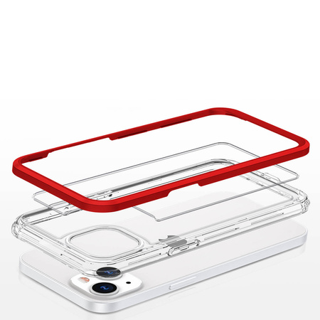 Clear 3in1 etui do iPhone 13 żelowy pokrowiec z ramką czerwony