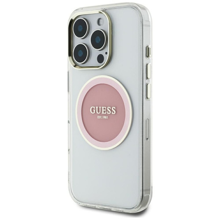 Guess IML Metal Colored Circle Classic Logo MagSafe - Etui do iPhone 16 Pro Max (różowy)
