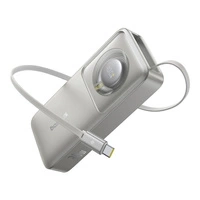 Baseus Free2Pull 10000 mAh 30 W Powerbank mit USB-C-Anschluss und einziehbarem USB-C-Kabel – Grau